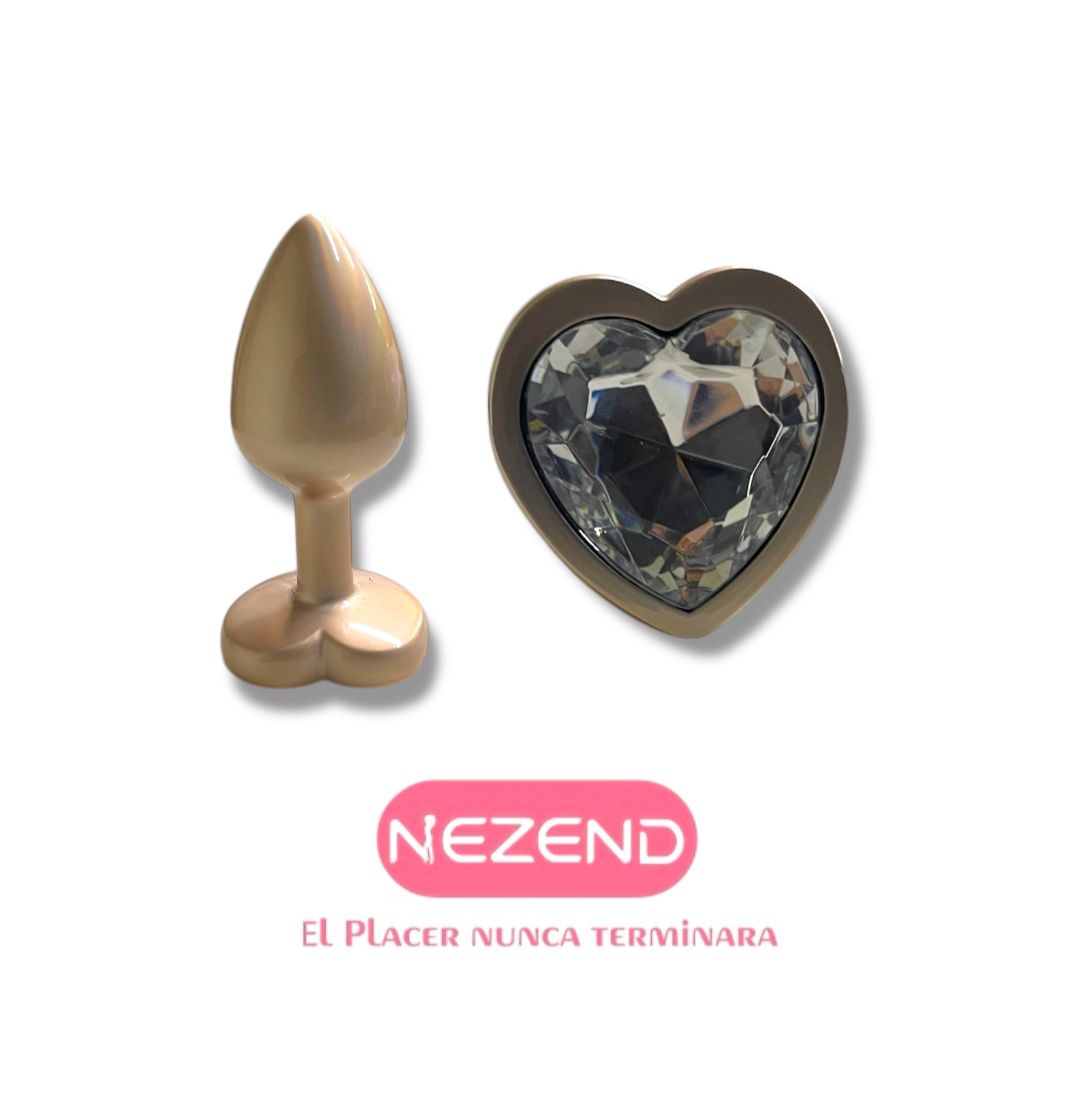 PLUG JOYA CORAZON TALLA S ORO ROSA